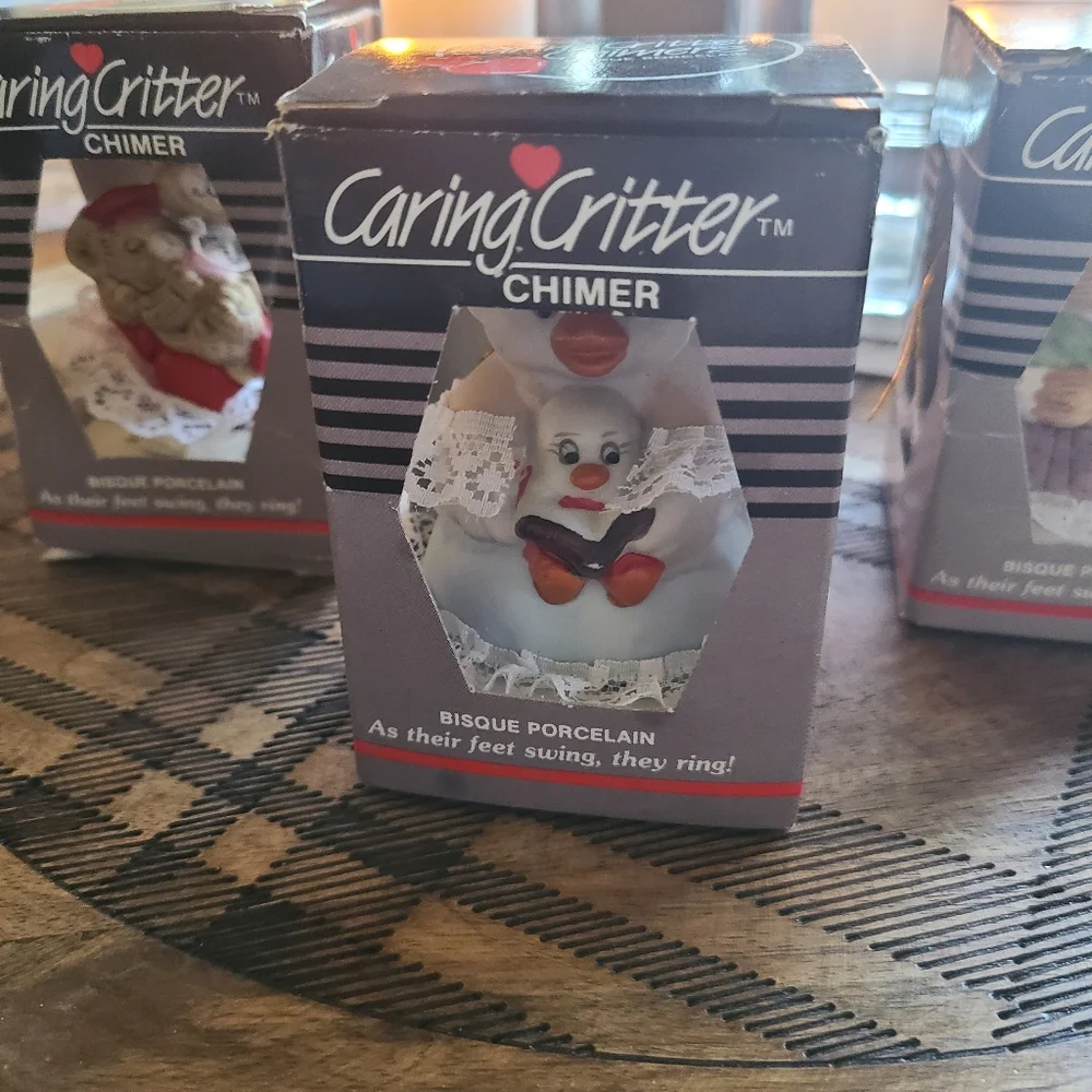 3 Caring Critter Chime Ornaments 1980s